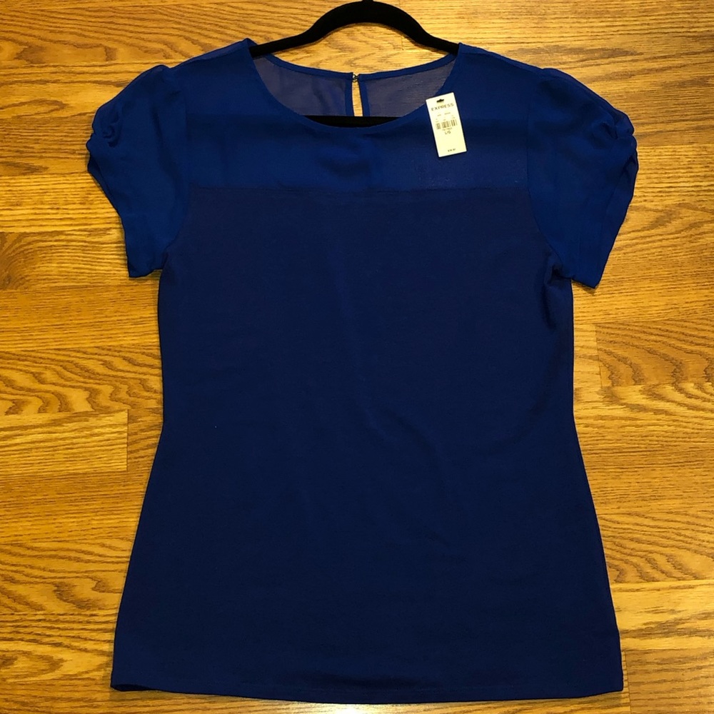 NWT - Express- Royal Blue Top with Key Hole Back
